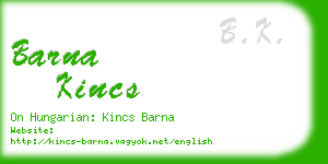 barna kincs business card